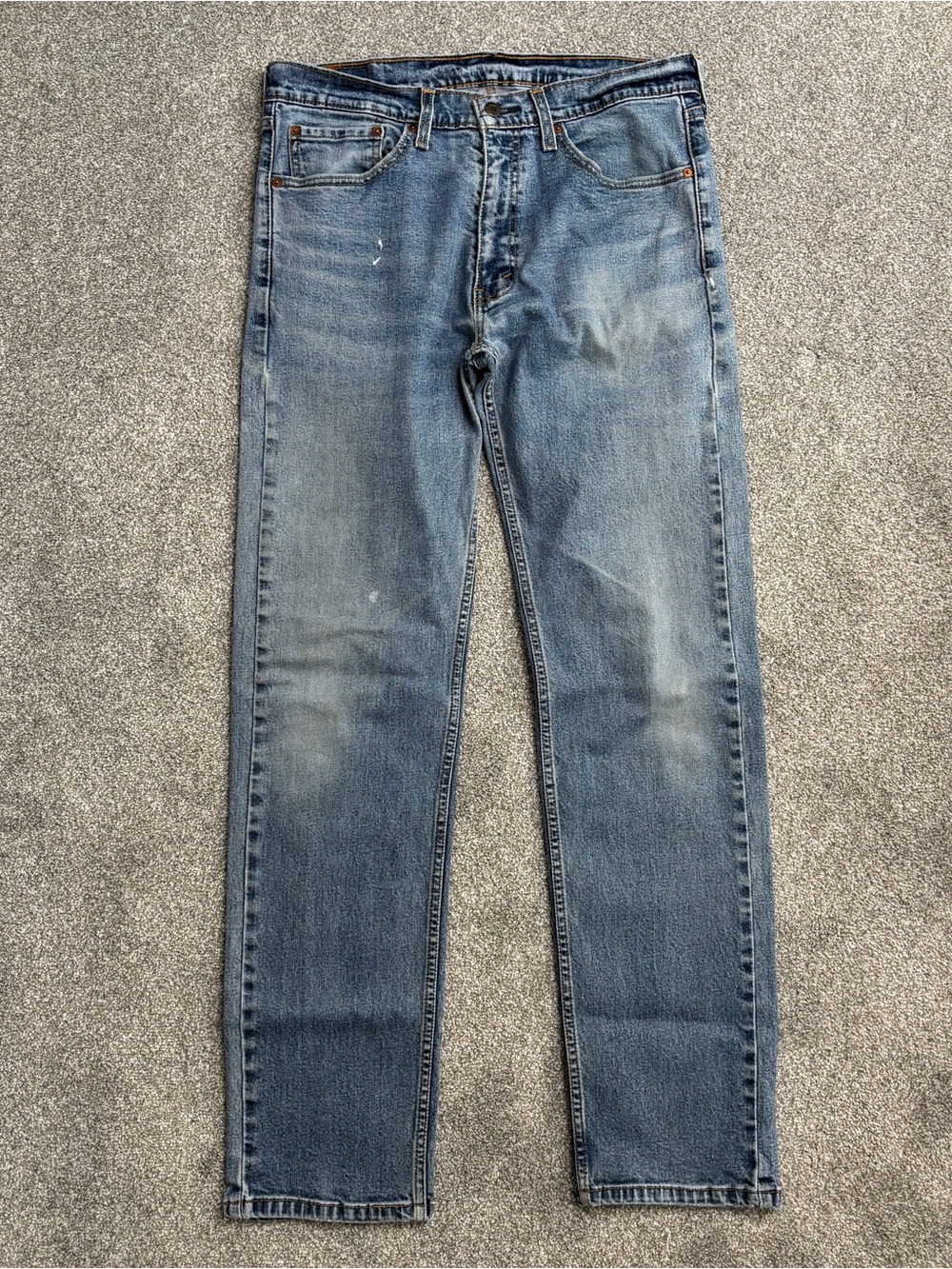 Classic Men's Levi’s 505 Blue Straight-Leg Jeans ~ Western, Distressed, Denim 34